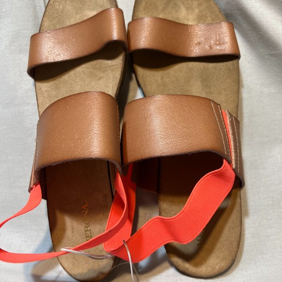 Target’s Merona Flat Sling Back Sandals Beige with Neon Orange Straps Si… - Picture 1 of 10